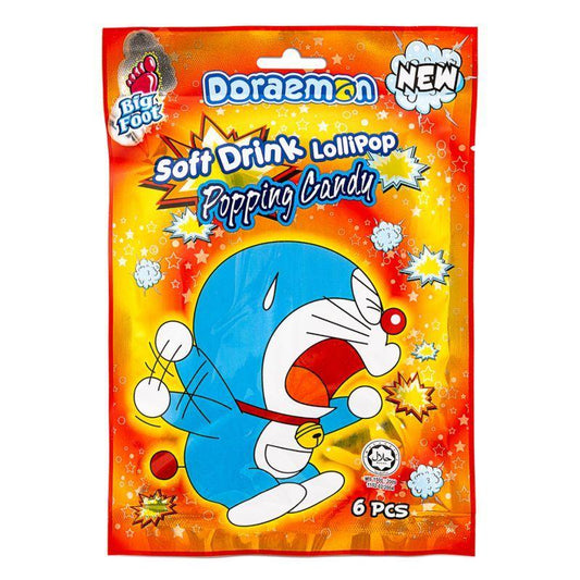 Big Foot Doraemon Lollipop Popping Candy (Soft Drinks Flavour) (6 pcs) 24 x 60g