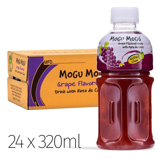 (Case) Mogu Mogu Grape Flavored Drink with Nata De Coco (320ml*6)*4