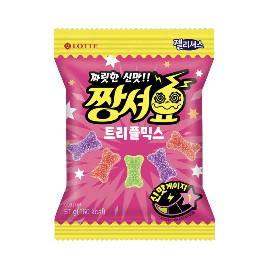 Lotte Jellycious Sour Fruits Candy 롯데 젤리셔스 짱셔요 트리플믹스 48 x 51g