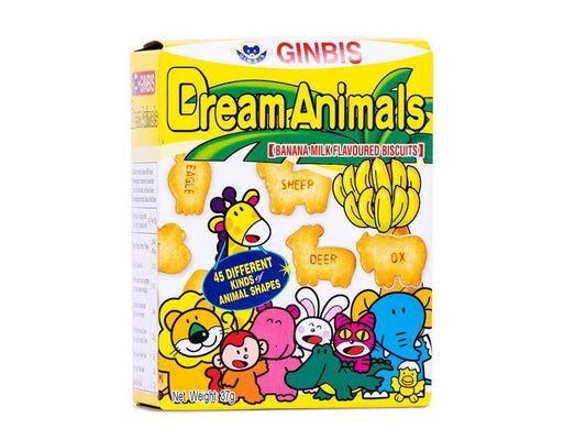 (Case) Ginbis Dream Animals Biscuits (Banana Milk Flavour) 37g*12*2