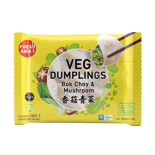 ❄️ Freshasia Veg Dumplings (Bok Choy & Mushroom) 香源 素水餃 (香菇青菜) 20 x 450g