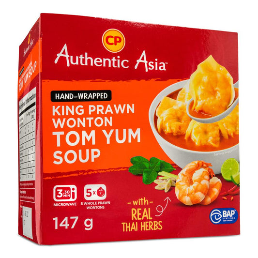 ❄️ Authentic Asia Hand-Wrapped King Prawn Wonton Tom Yum Soup 8 x 147g