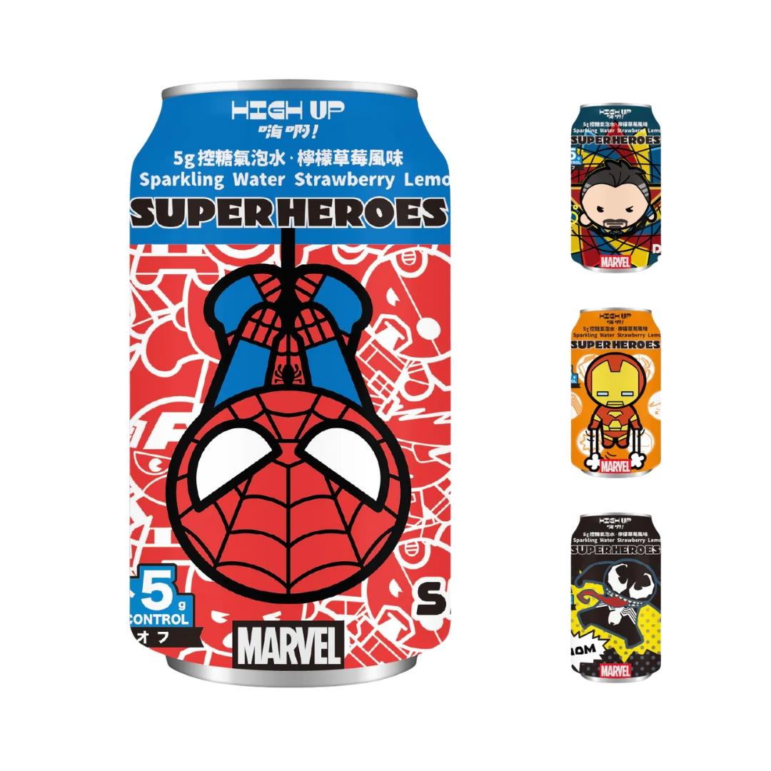High Up! Marvel Sugar Control Sparkling Water (Strawberry Lemonade Flavour) 嗨啊! 漫威Q版英雄控糖氣泡水 (檸檬草莓風味) 24 x 300ml