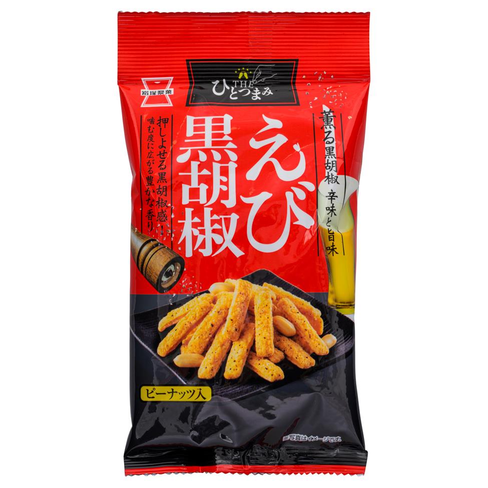 (Case) Iwatsuka Hitotsumami Rice Cracker (Shrimp & Black Pepper Flavour) 50g*10