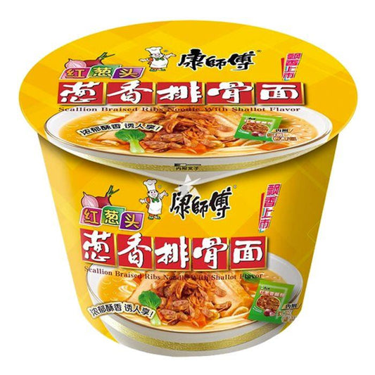 (Case) Master Kong Pork Flavour with Fried Shallots Instant Noodle (Bowl) 康師傅 葱香排骨麵 (碗) 108g*12