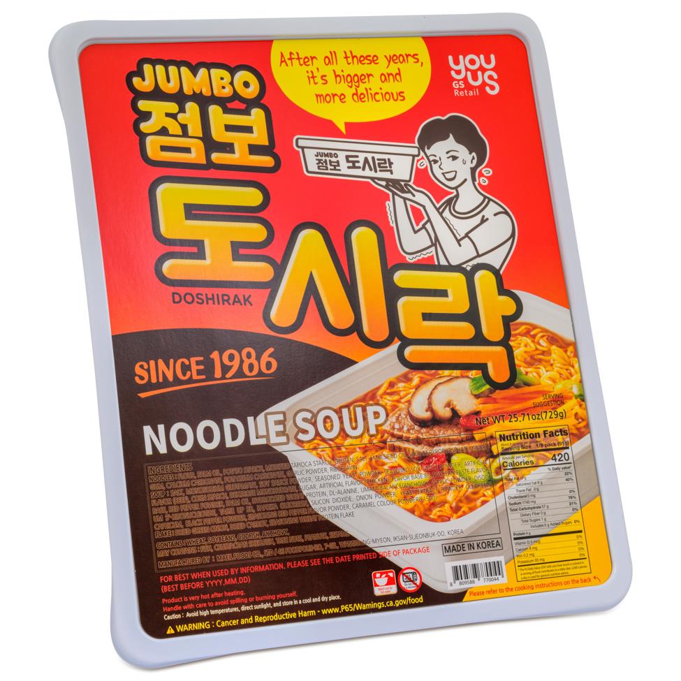 (Case) Youus Jumbo Doshirak Ramyun 점보 도시락 도전먹방 컵라면 729g*4