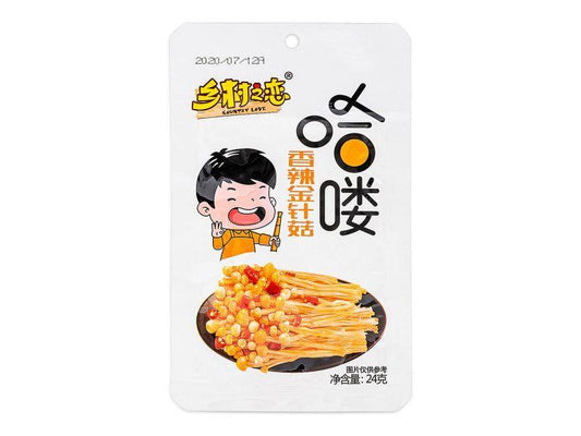 (Case) Country Love Enoki mushroom Snack (Spicy) 鄉村之戀 香辣金針菇 24g*12*20