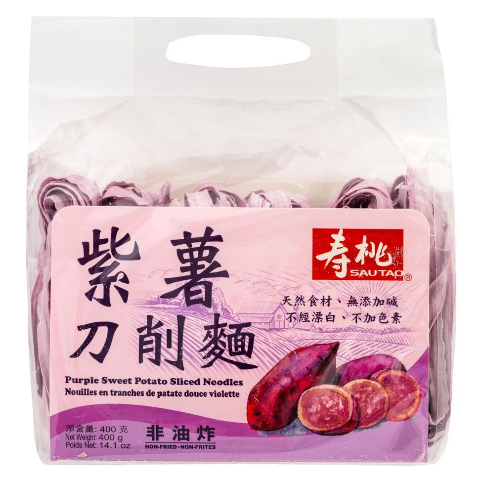 (Case) Sau Tao Purple Sweet Pototo Sliced Noodles 壽桃 紫薯刀削麵 400g*12