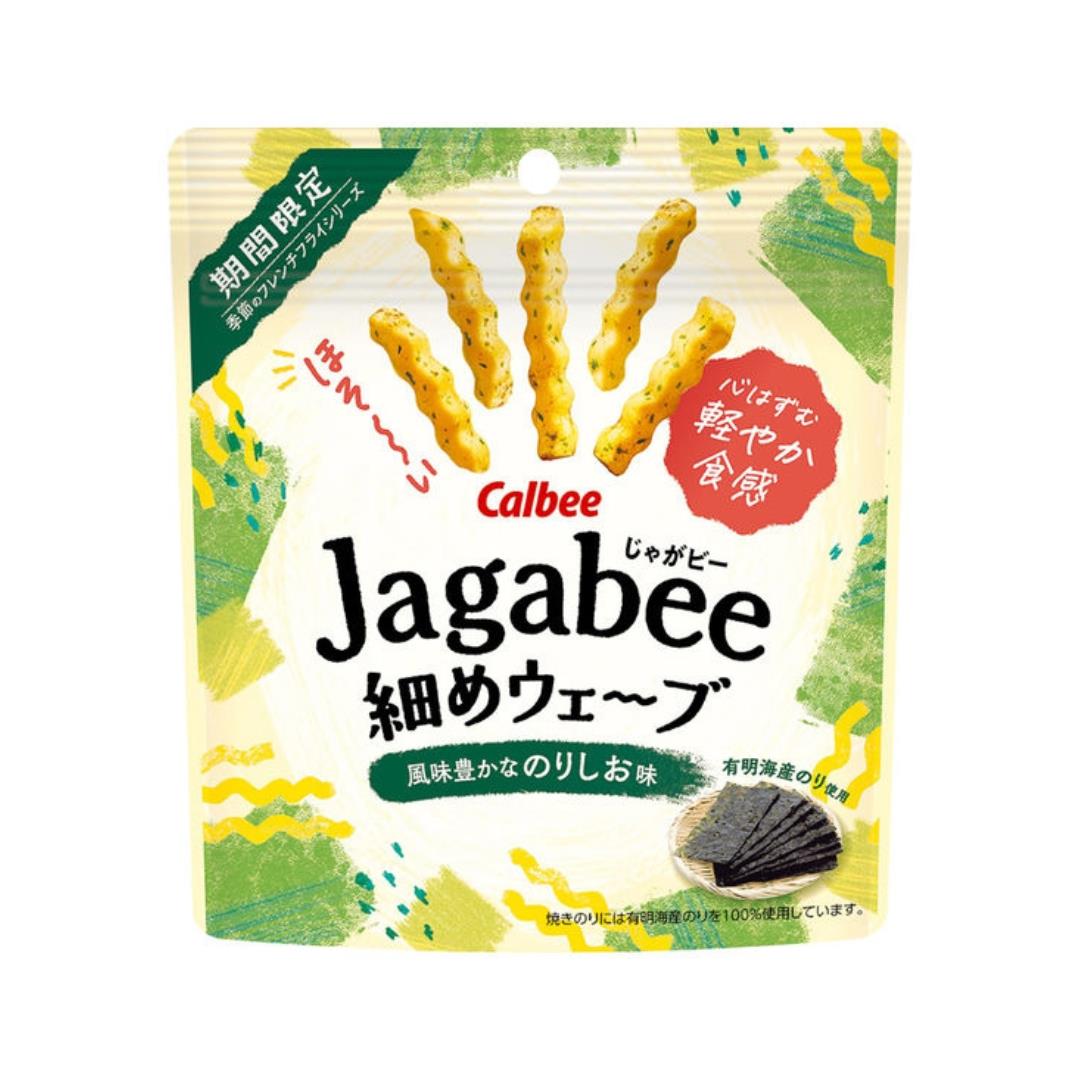 (Case) Calbee Thin Wavy Cut Jagabee Potato Snack (Salt & Seaweed Flavour) 細めウェーブ 風味豊かなのりしお味 35g*12