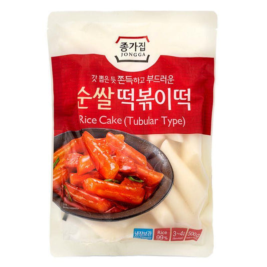 ❄️ Jongga Rice Cake (Tubular Type) 순쌀 떡볶이떡 10 x 500g