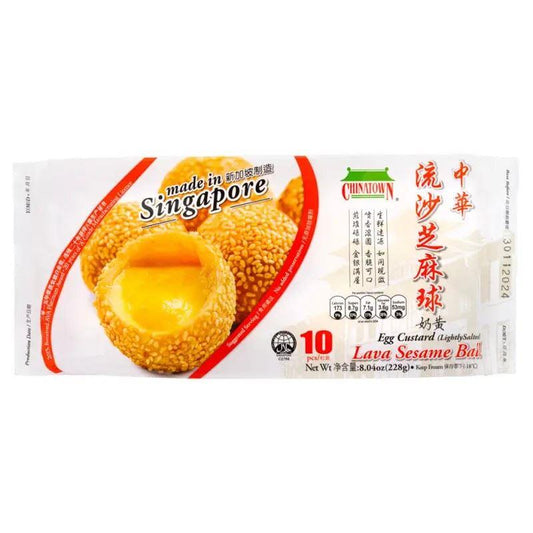 ❄️ Chinatown Egg Custard (Lightly Salted) Lava Sesame Ball 中華 流沙芝麻球 (奶黃) 24 x 228g (10 pcs)
