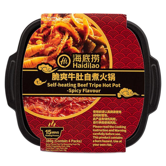(Case) Haidilao Self-Heating Spicy Hot Pot with Beef Tripe 海底撈 脆爽牛肚自煮火鍋套餐 370g*12