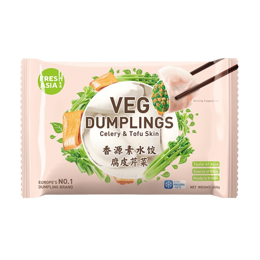 ❄️ Freshasia Veg Dumplings (Celery & Tofu Skin) 香源 素水餃 (腐皮芹菜) 20 x 450g