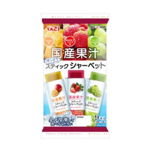 Shinko Japanese Fruit Juice Stick Sherbet (Mango, Strawberry & Grape) 国産果汁 スティックシャーベット マンゴー味＆イチゴ味＆マスカット味 16 x 324g