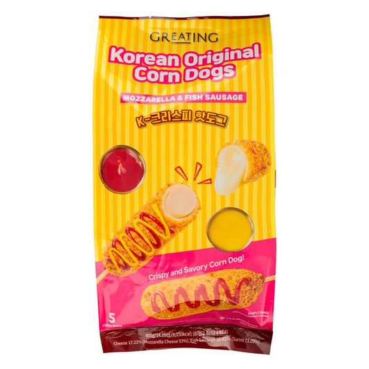 ❄️ h'_Cook Korean Original Mozzarella and Fish Sausage Corn Dog 12 x 400g (5 pcs)