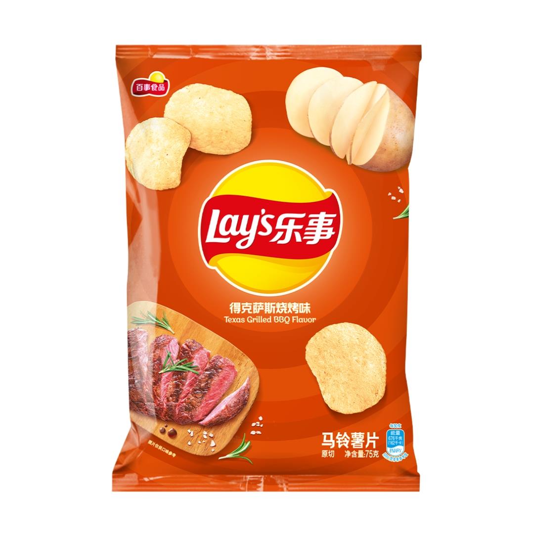 (Case) Lay's Potato Chips (Texas Grilled BBQ Flavour) 70g*22