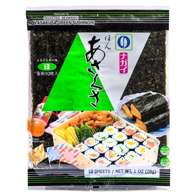 (Case) Nagai's Roasted Seaweed Hon Asakusa Sushinori (Green) はん あさくさ焼のり緑 28g (10 sheets)*24