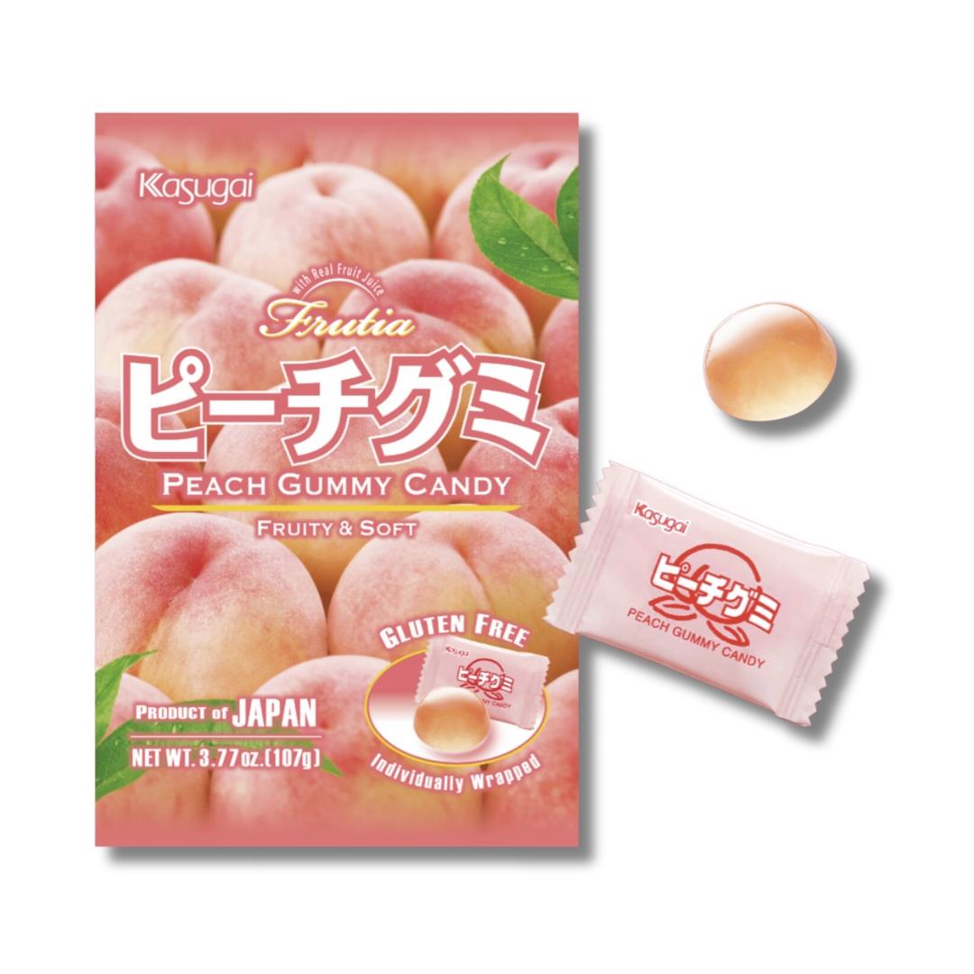 (Case) Kasugai Frutia Peach Gummy Candy 107g*12