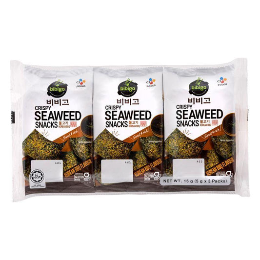 (Case) CJ Bibigo Crispy Seaweed Snacks (Korean BBQ Flavour) 불고기 15g (3 x 5g)*12