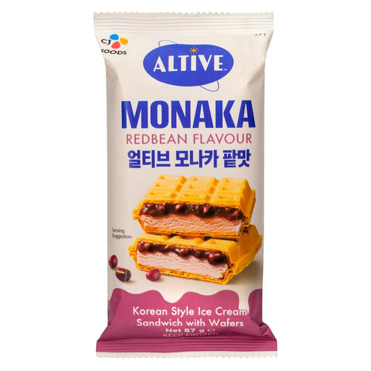 ❄️ CJ Altive Monaka Korean Style Ice Cream Sandwich with Wafers (Red Bean Flavour) 4 x (6 x 87g)