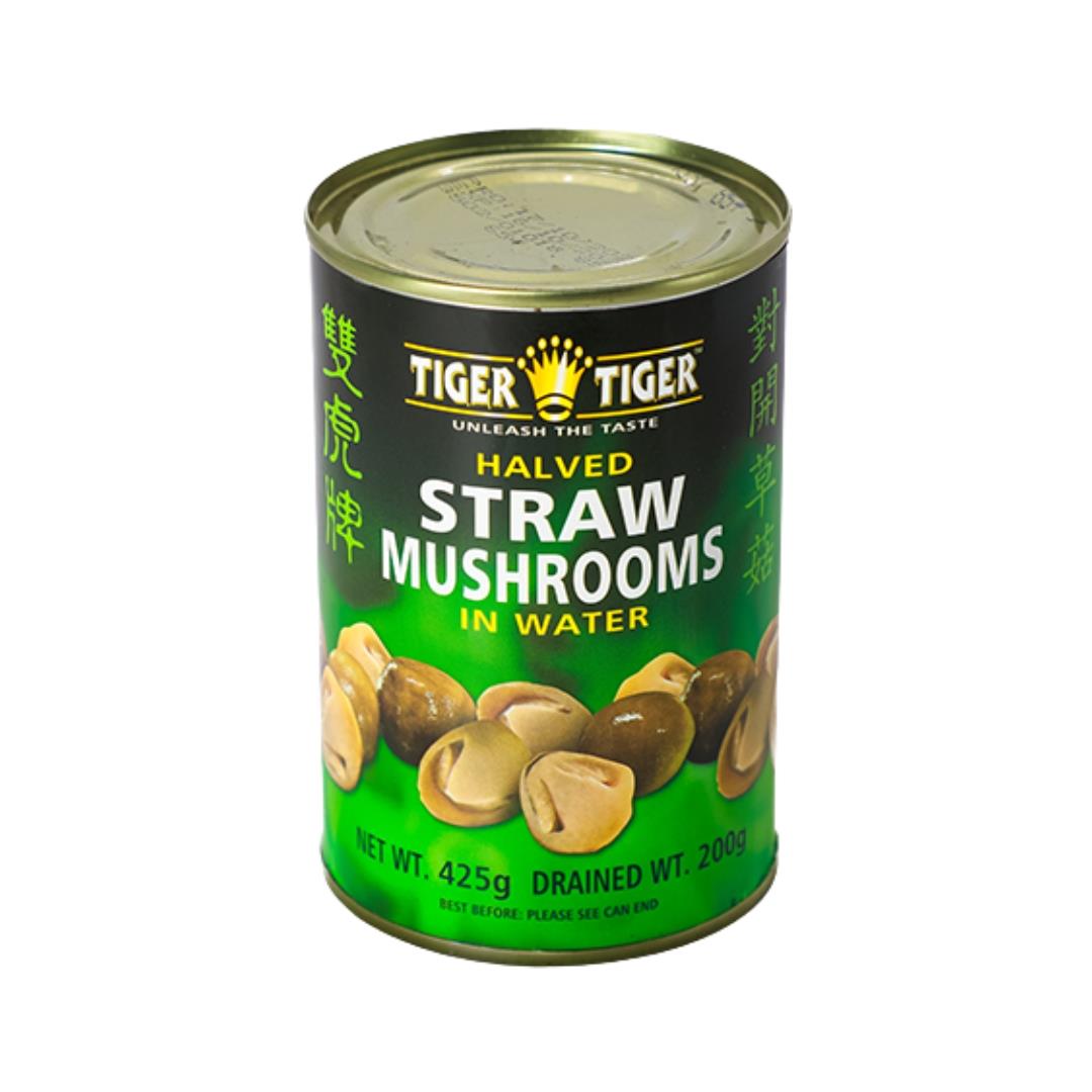 Tiger Tiger Halved Straw Mushrooms in Water 雙虎牌 對開草菇 24 x 425g