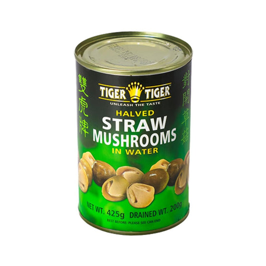 Tiger Tiger Halved Straw Mushrooms in Water 雙虎牌 對開草菇 24 x 425g