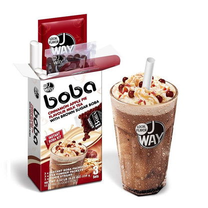(Case) J-Way Brown Instant Boba Kit (Cinnamon Apple Pie Flavour Milk Tea with Brown Sugar Boba) (3 Sets) 234g*16
