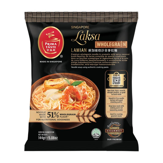 (Case) Prima Taste Singapore Laksa Wholegrain La Mian 百勝廚 新加坡叻沙全麥拉麵 144g*12