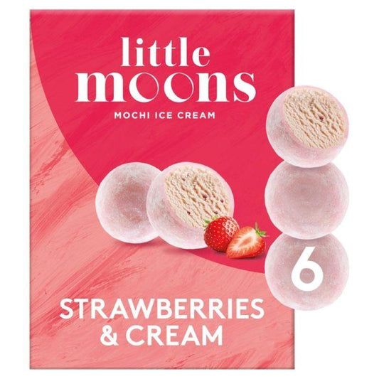 ❄️ Little Moons Mochi Ice Cream (Strawberries & Cream) 10 x 192g (6 x 32g)