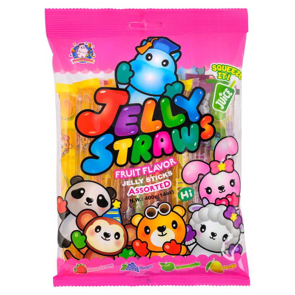 (Case) Funny Hippo ABC Fruit Flavour Jelly Straws (Assorted) 400g*20