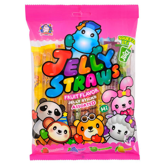 (Case) Funny Hippo ABC Fruit Flavour Jelly Straws (Assorted) 400g*20