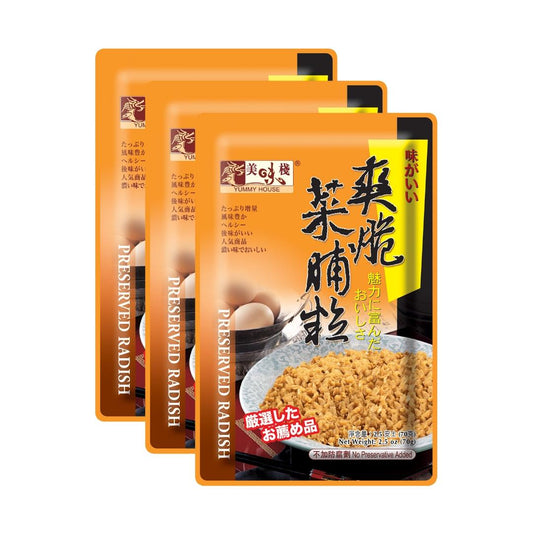 (Case) Yummy House Preserved Radish (3 Packs) 美味棧 爽脆菜脯粒 (3小包) (70g*3)*30