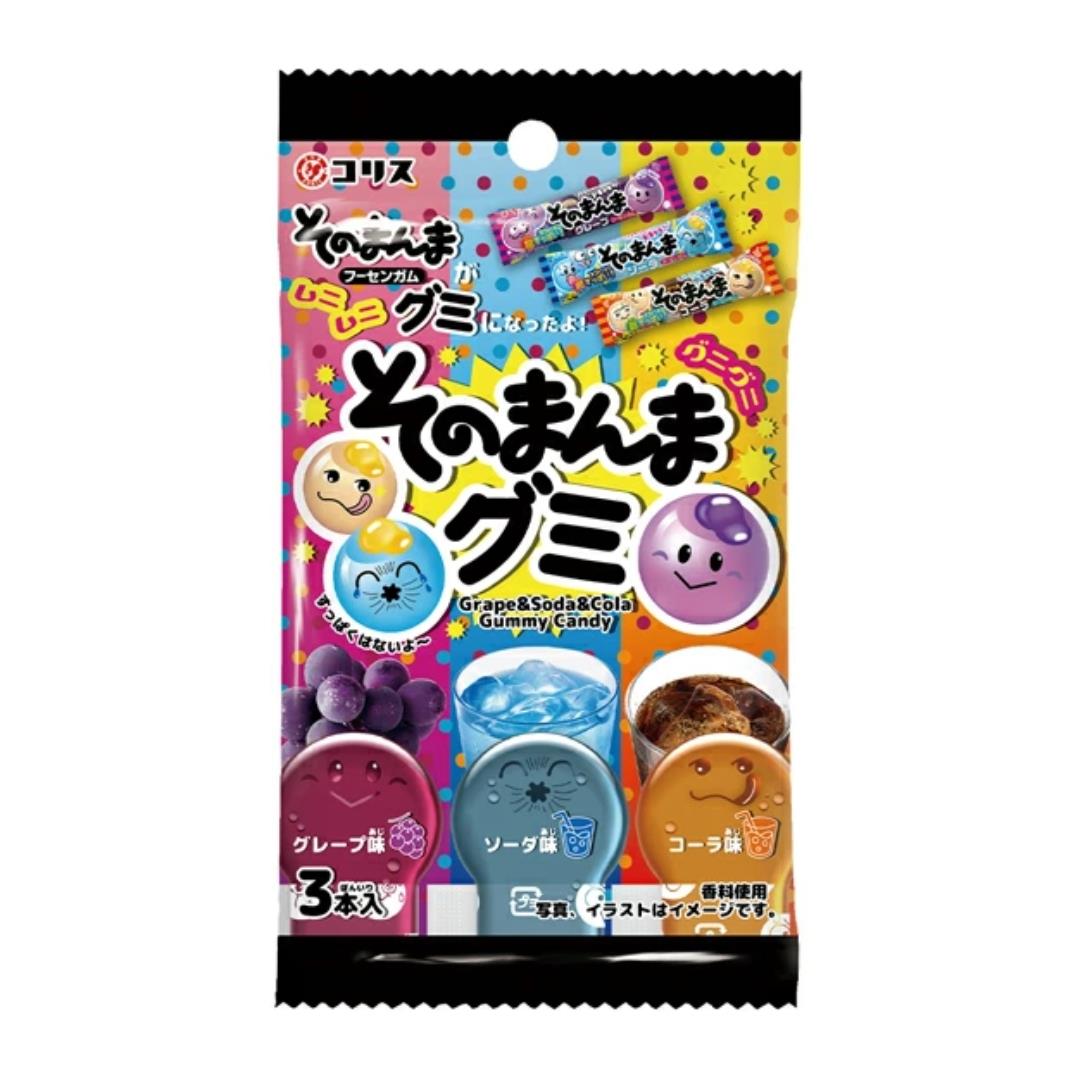 (Case) Coris Sono Manma Gummy Candy (3 Sticks) (Grape, Soda & Cola Flavour) 27g*10