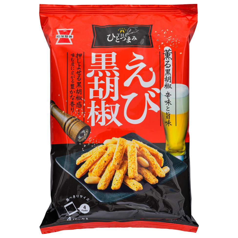 (Case) Iwatsuka Hitotsumami Rice Cracker (Shrimp & Black Pepper Flavour) 80g*12