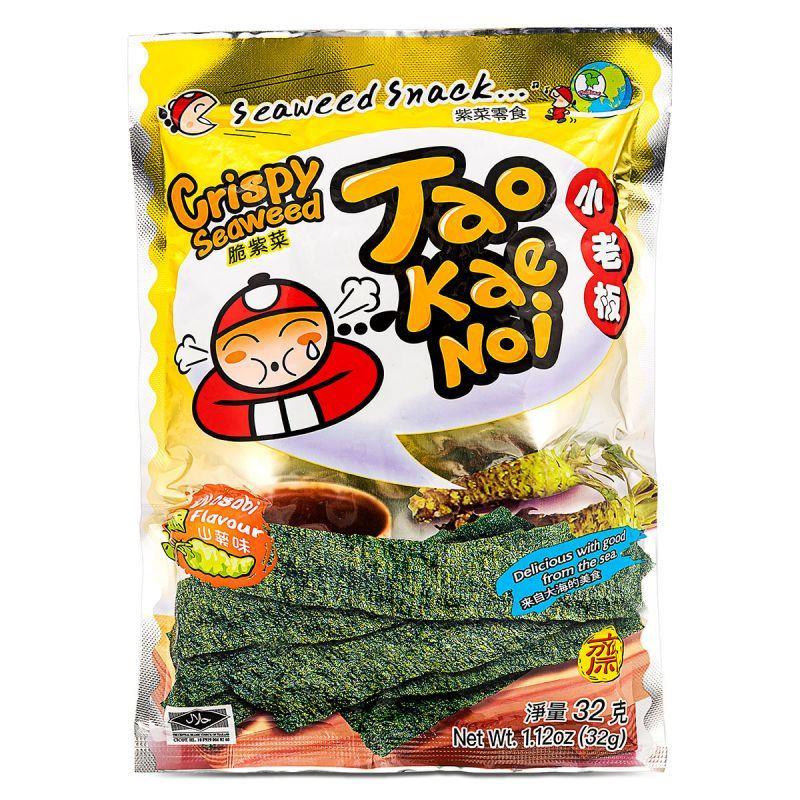 (Case) Tao Kae Noi Crispy Seaweed (Wasabi Flavour) 小老闆 脆紫菜 (山葵味) (32g*6)*8