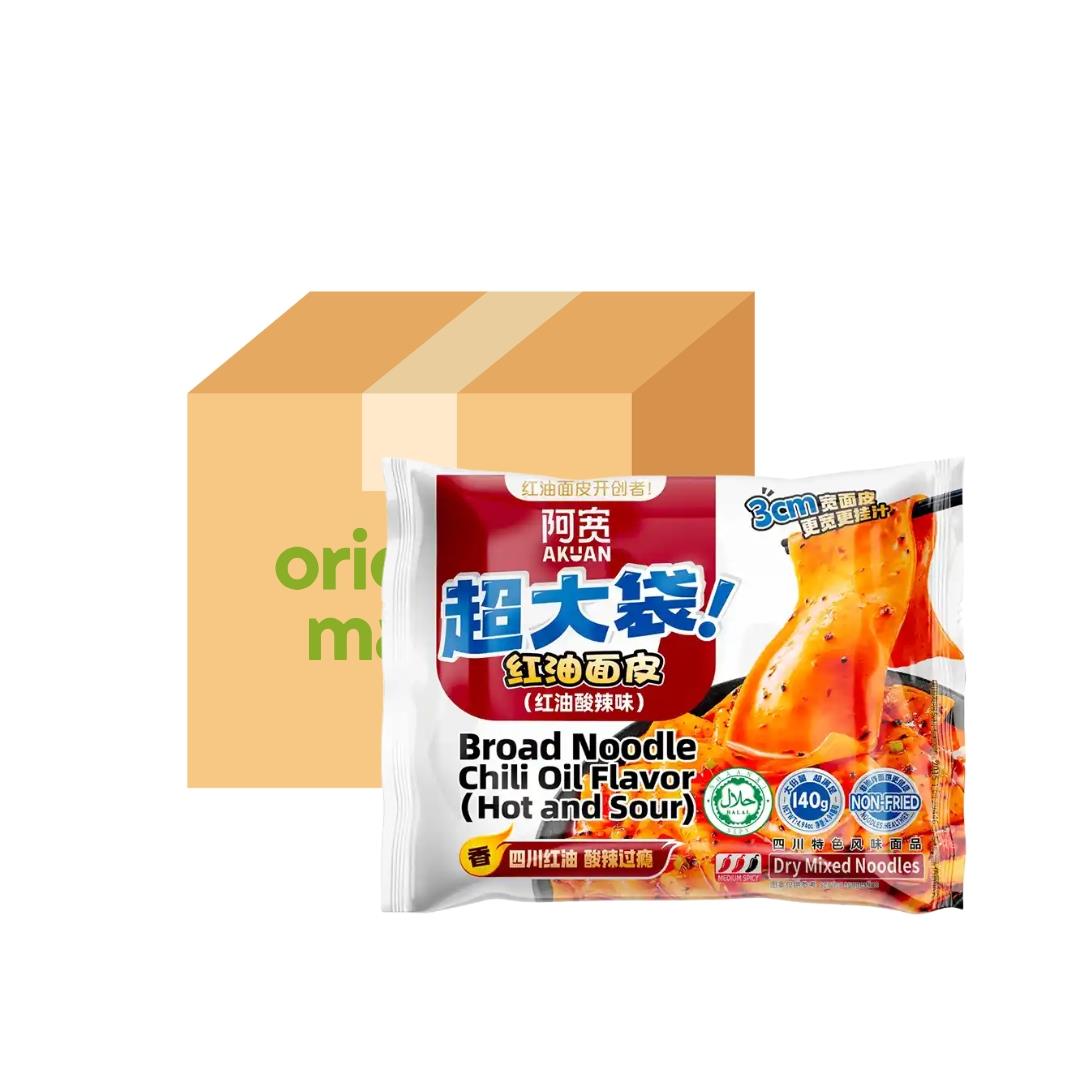 Bai Jia instant Broad Noodle (Hot and Sour Chilli Oil Flavour) 白家阿寬 超大袋紅油面皮 (紅油酸辣味) 20 x 140g