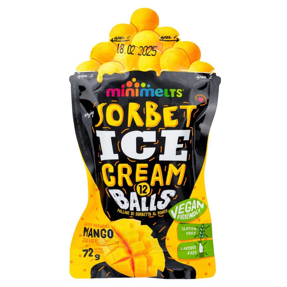 ❄️ Minimelts Sorbet Ice Cream Balls (Mango) 10 x 72g
