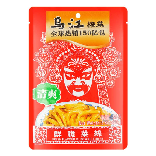 (Case) Wu Jiang Preserved Mustard Strips (Fresh) 烏江 清爽鮮脆菜絲 80g*100