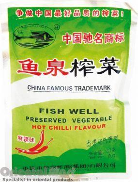(Case) Fishwell Preserved Mustard Stem (Hot Chilli Flavour) 魚泉 榨菜 (鮮辣味) 80g*100