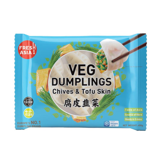 ❄️ Freshasia Veg Dumplings (Chive & Tofu Skin) 香源 素水餃 (腐皮韭菜) 20 x 450g