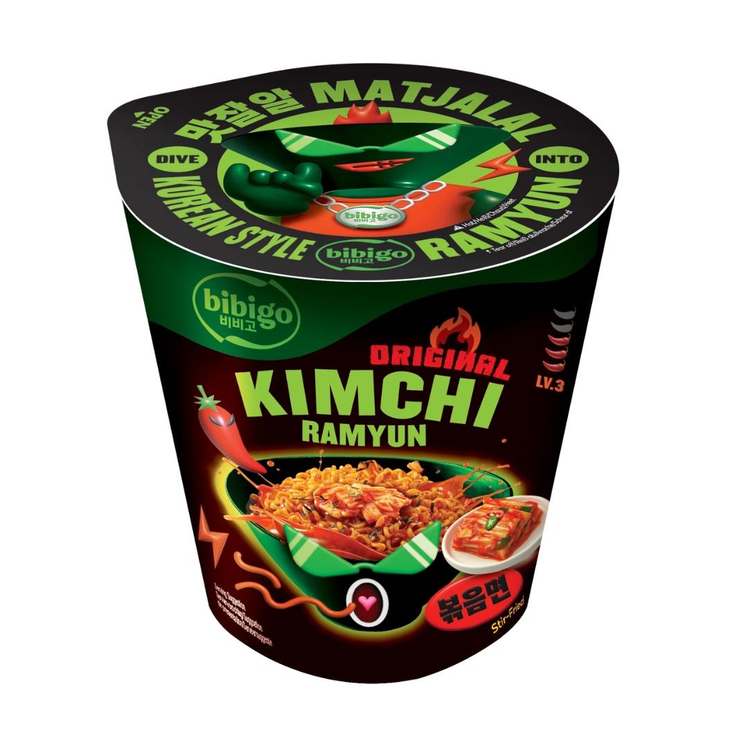 CJ Bibigo Korean Style Stir-Fried Cup Ramyun (Original Kimchi Flavour) 8 x 98g