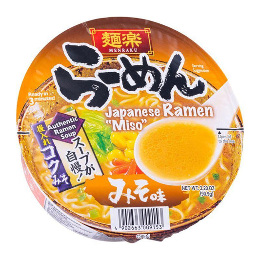 (Case) Hikari Menraku Japanese Ramen Bowl (Miso) みそ味 90.9g*12