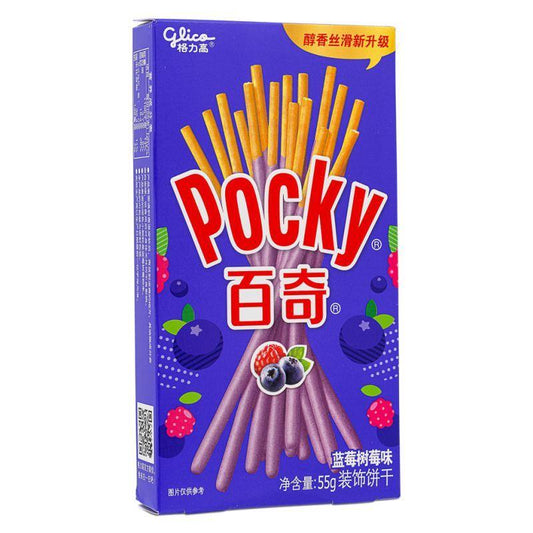 (Case) Glico Pocky Biscuit Sticks (Blueberry & Raspberry Flavour) 格力高 百奇裝飾餅乾 (藍莓樹莓味) 55g*36