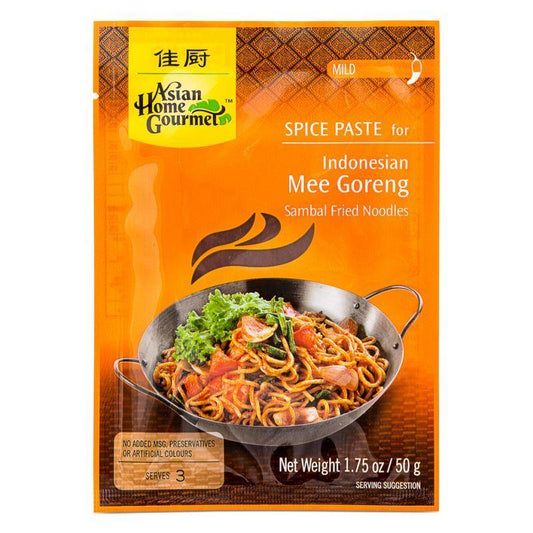 Asian Home Gourmet Spice Paste for Indonesian Mee Goreng Sambal Fried Noodles (Mild) 12 x 50g