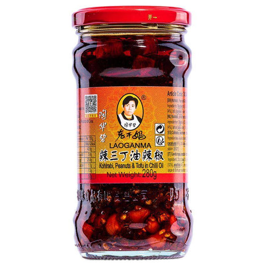 Lao Gan Ma Kohlrabi, Peanut & Tofu In Chilli Oil 老乾媽 辣三丁油辣椒 24 x 280g