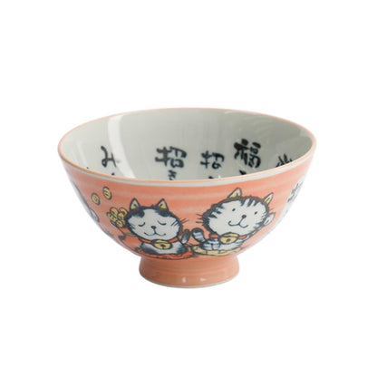 Tokyo Design Studio Ceramic Lucky Cat Rice Bowl (Tayo Pink) 10 x 300ml