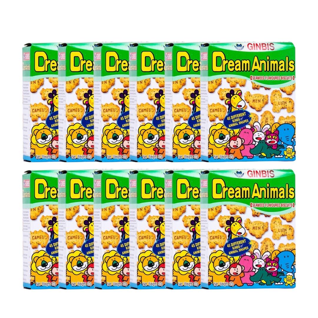 Ginbis Dream Animals Biscuits (Seaweed Flavour) 12 x 37g