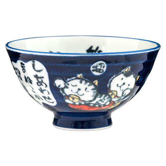 (Case) Tokyo Design Studio Ceramic Lucky Cat Rice Bowl (Blue) 300ml*10