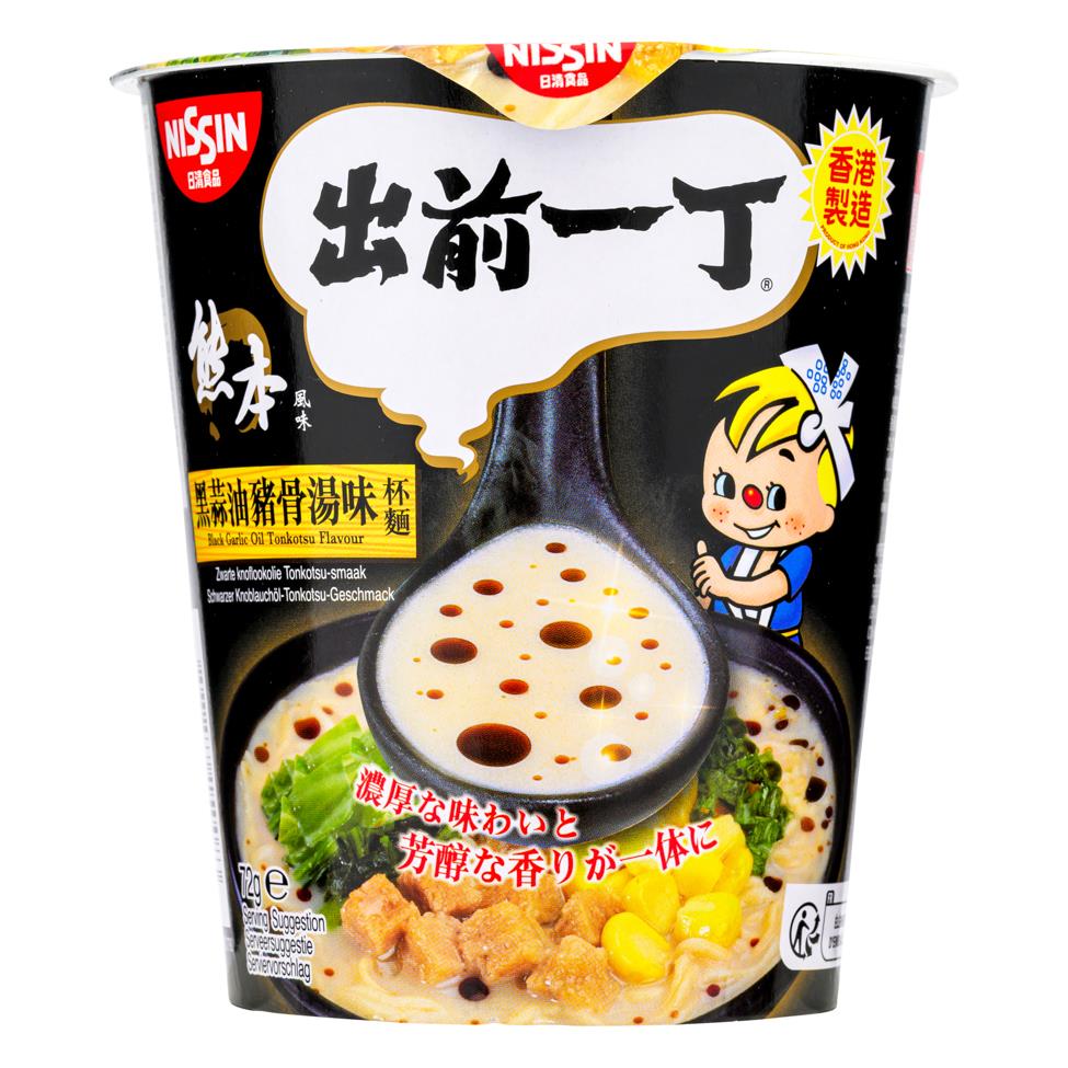 (Case) Nissin Demae Ramen Black Garlic Oil Tonkotsu Flavour Instant Noodle (Cup) 出前一丁 黑蒜油豬骨湯味杯麵 72g*24