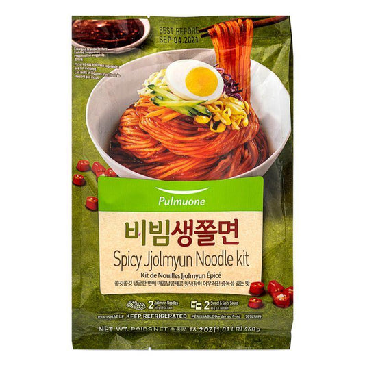 ❄️ Pulmuone Spicy Jjolmyeon Korean Style Noodles with Sweet & Spicy Sauce 비빔 생쫄면 15 x 460g